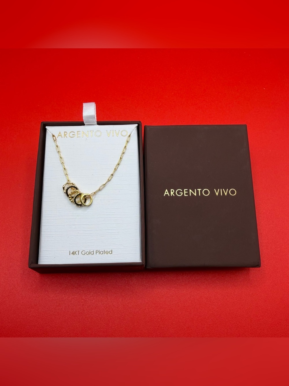 Argento Vivo Gold and Black Interlocking Circle Necklace